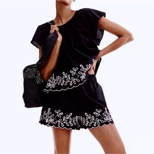 NWOT H&M Embroidered Cotton Top and Shorts Set